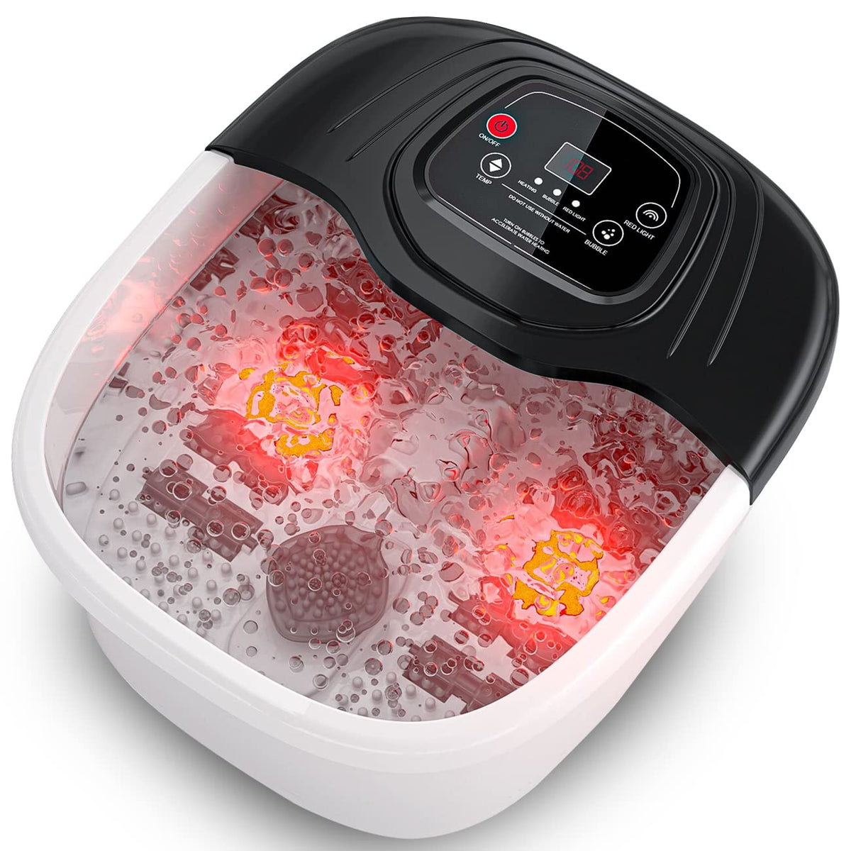 Rightmell Foot Spa Massager With Heat, Bubbles & Vibration - Digital Control, 8 Rollers