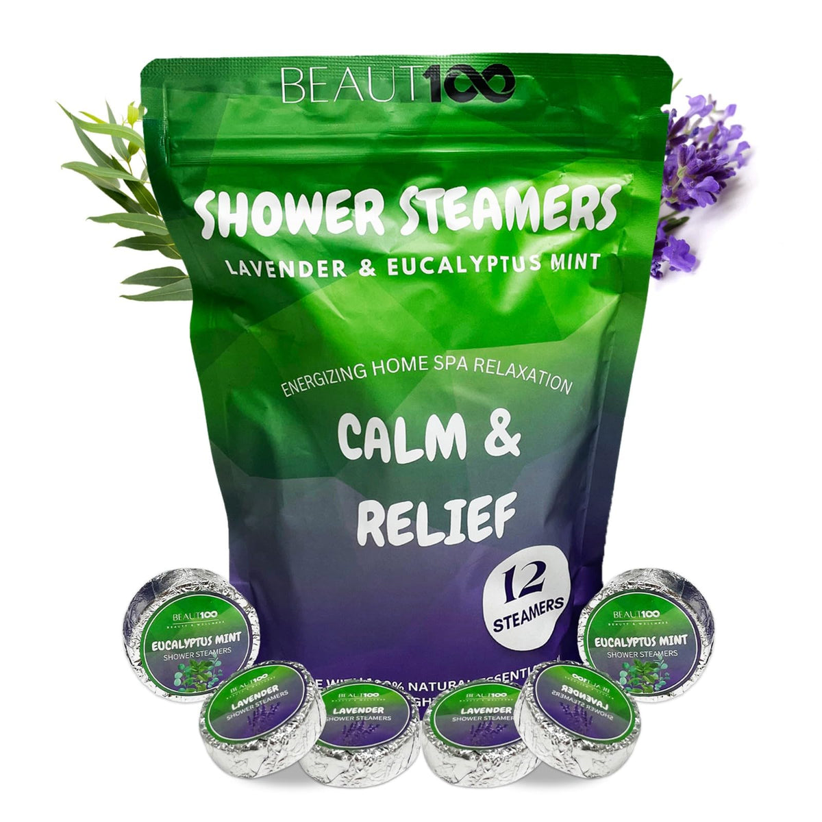 Beaut100 Lavender Shower Streamers - 12 Pcs Aromatherapy Bath Bombs For Stress Relief Gifts