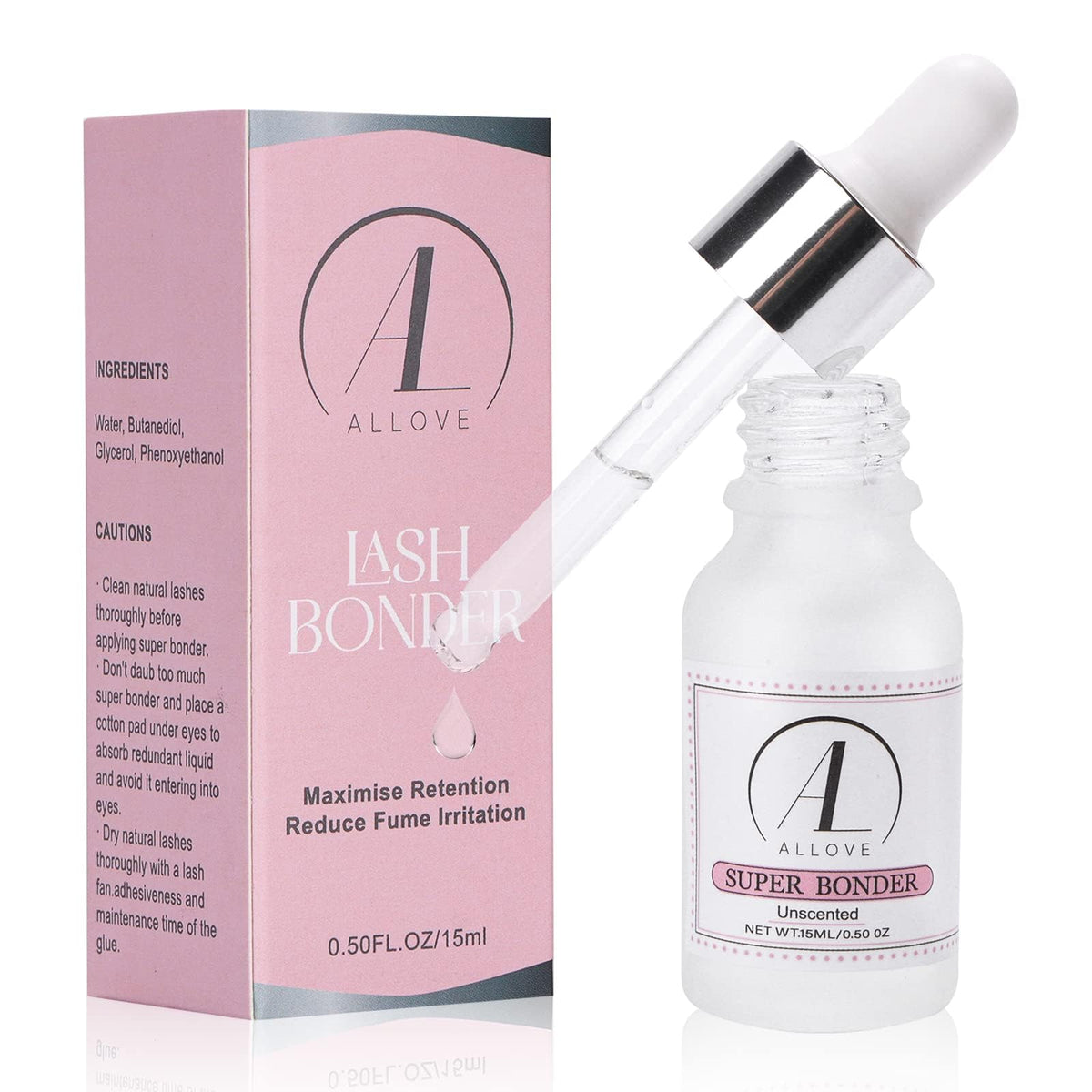 Allove Lash Bonder - Super Bonder For Eyelash Extensions, Glue Accelerator, 15Ml, Clear