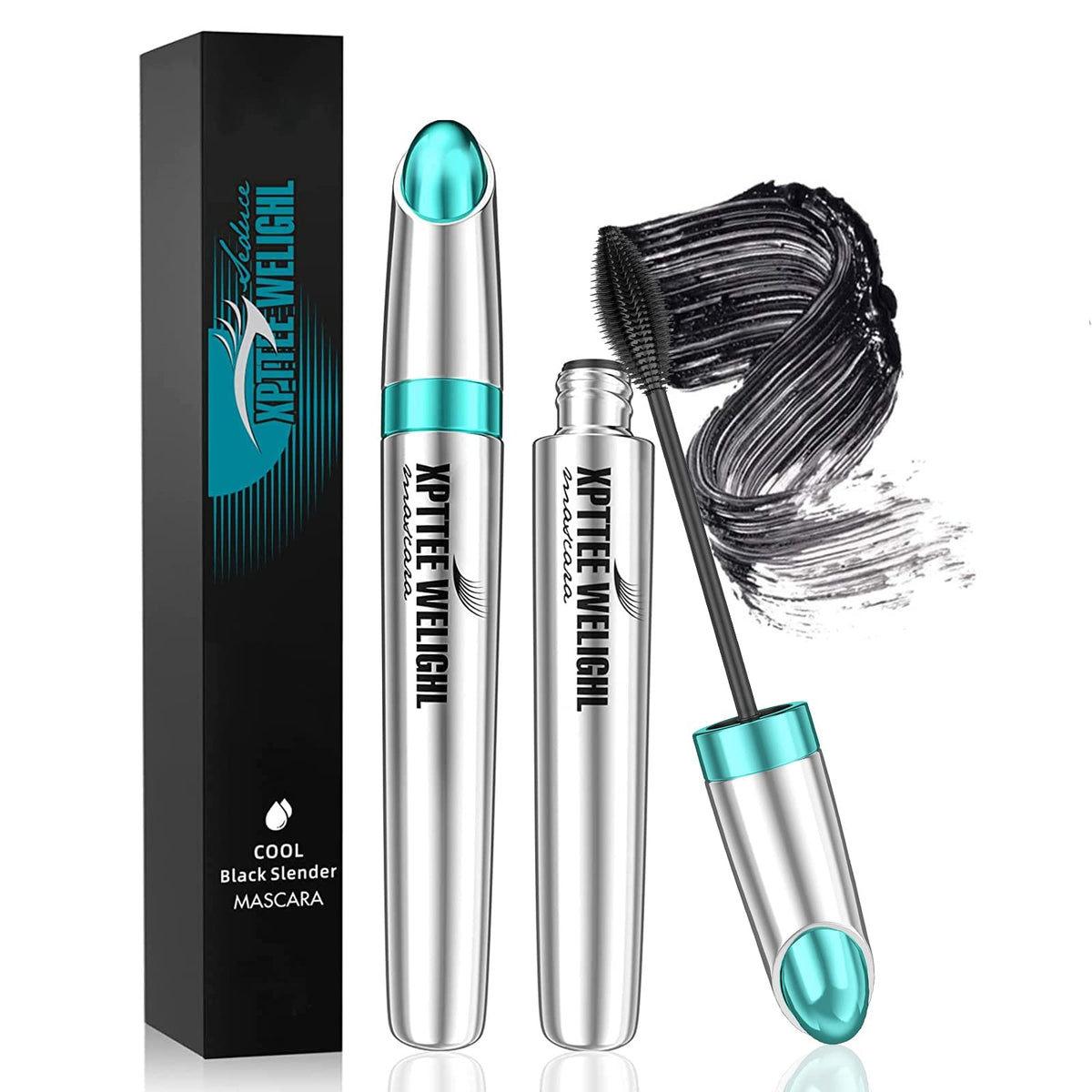 Popmisoler 4D Silk Fiber Mascara - Black, Waterproof, Smudge-Proof, Lengthening, Thickening