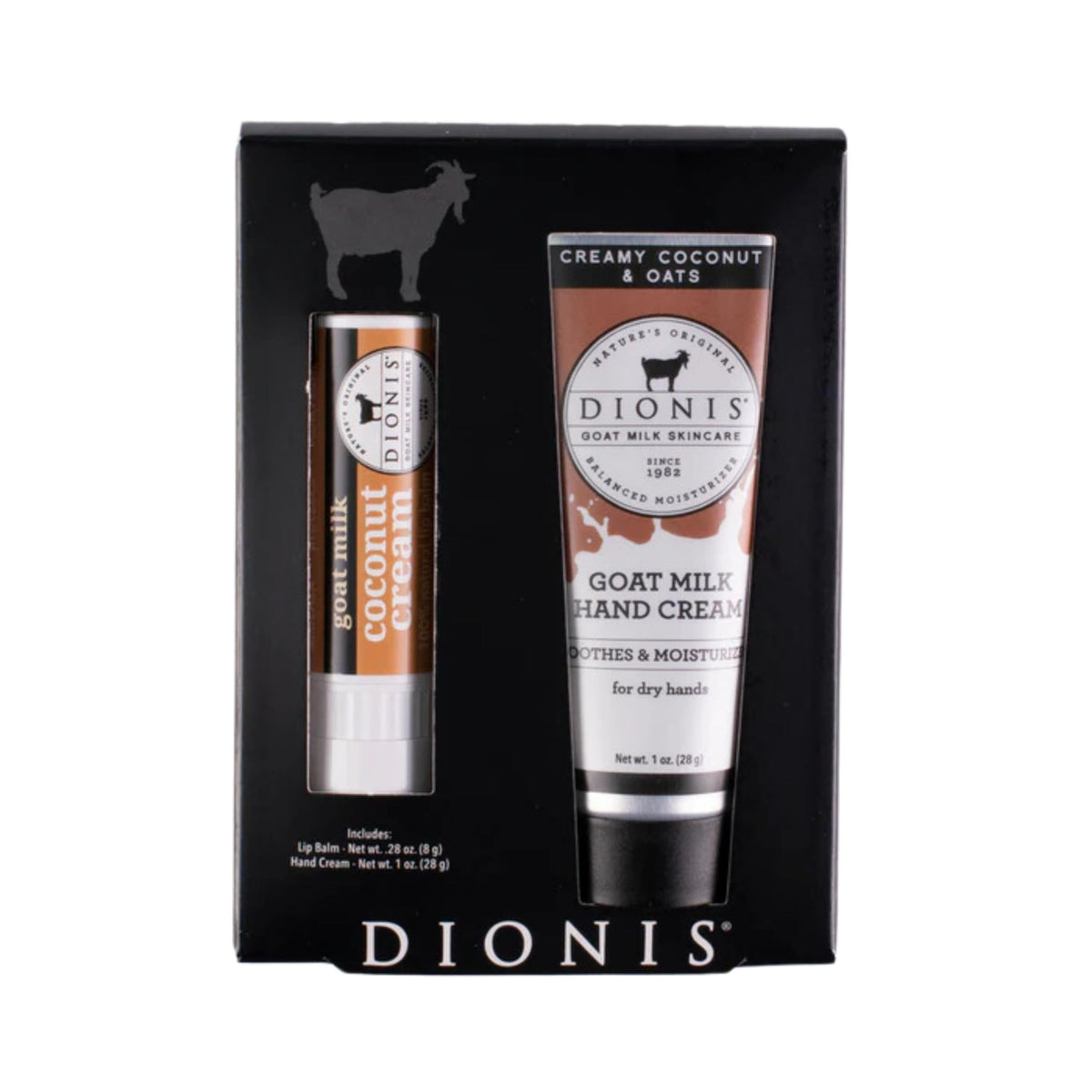 Dionis Goat Milk Hand Cream & Lip Balm Set - Creamy Coconut & Oats - 2 Piece, Usa Made