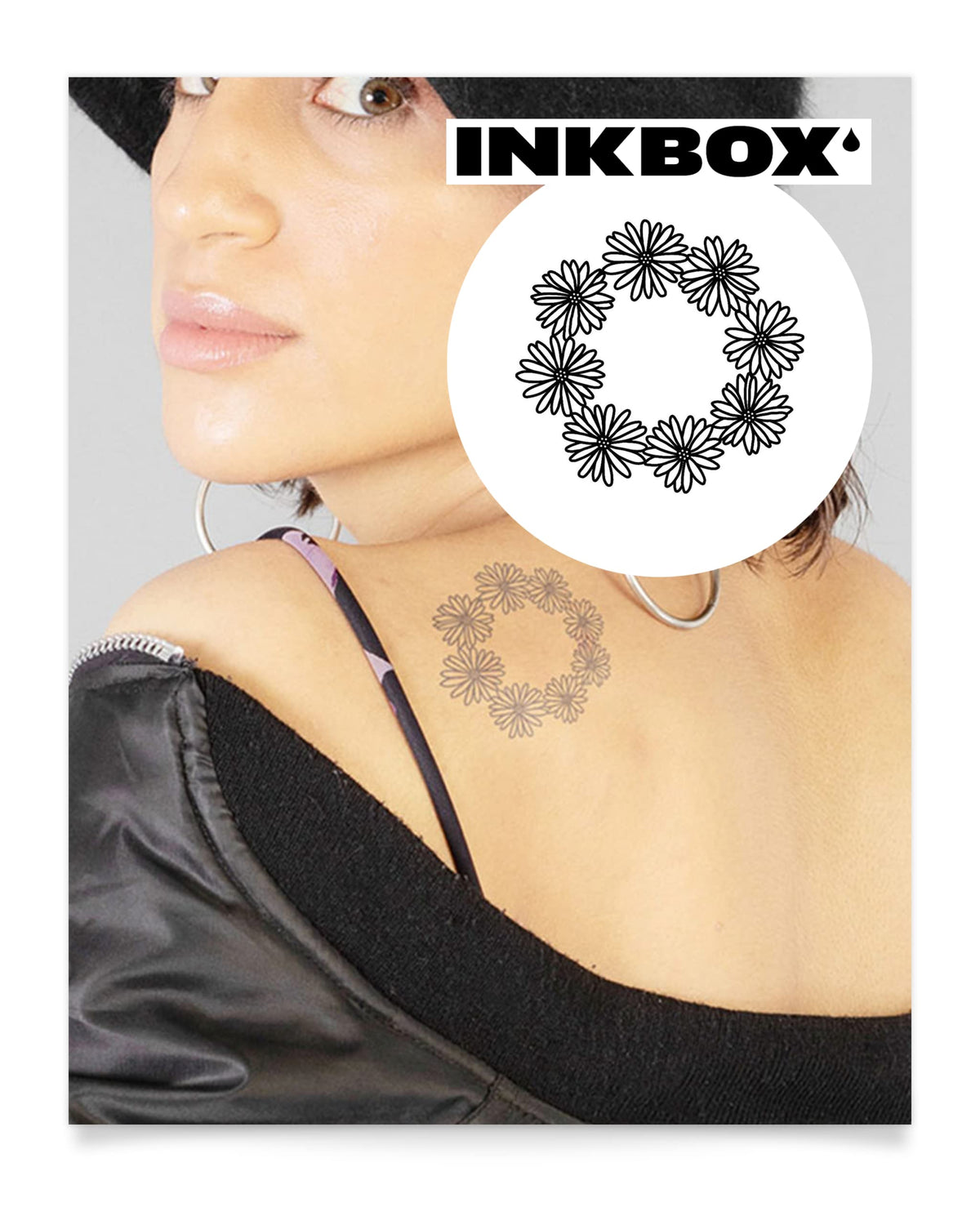 Inkbox Daisy Chain Temporary Tattoo - Semi-Permanent, Water-Resistant, 3X3 In, Lasts 1-2