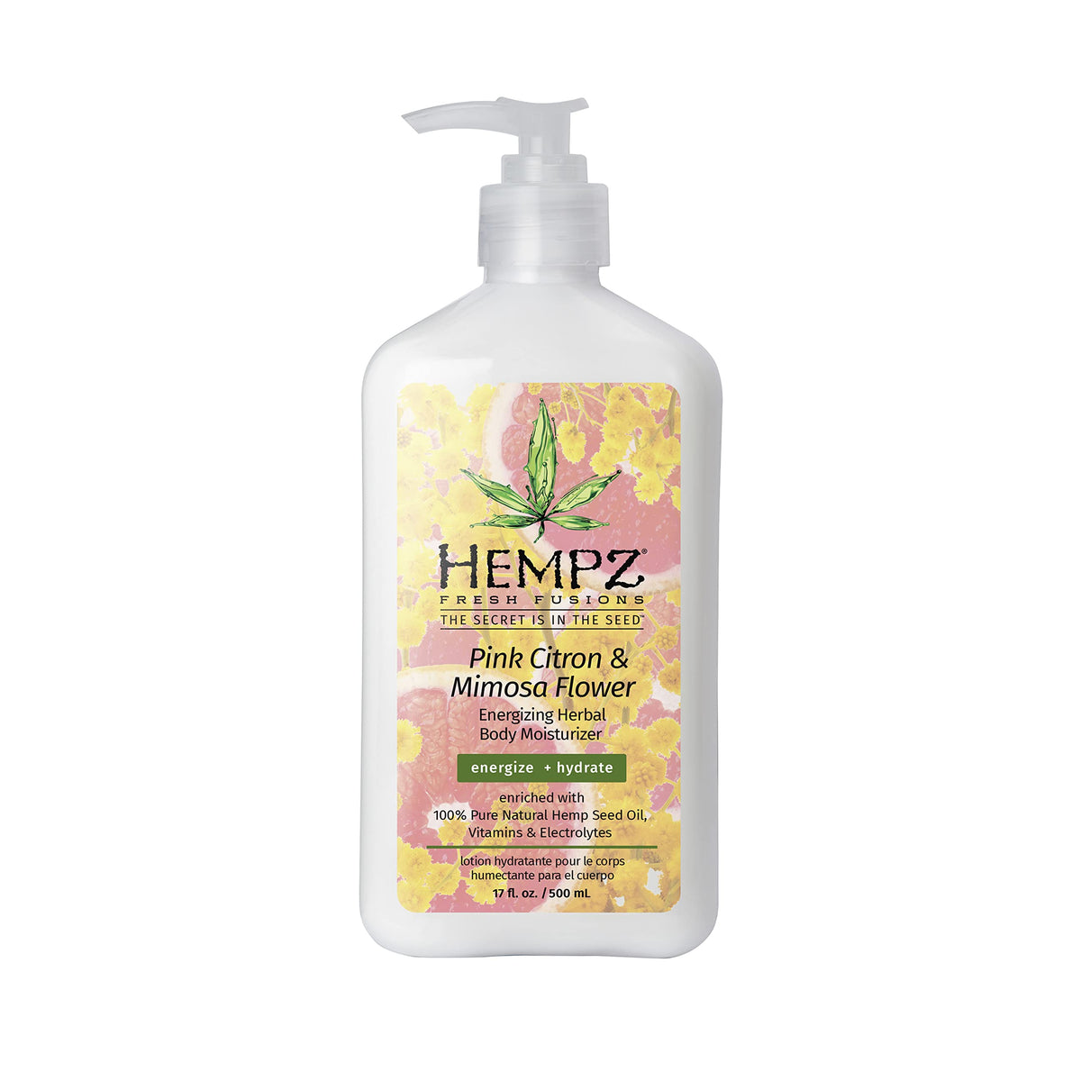 Hempz Pink Citron & Mimosa Flower Body Lotion - 17 Oz Daily Moisturizer With Hemp Extract