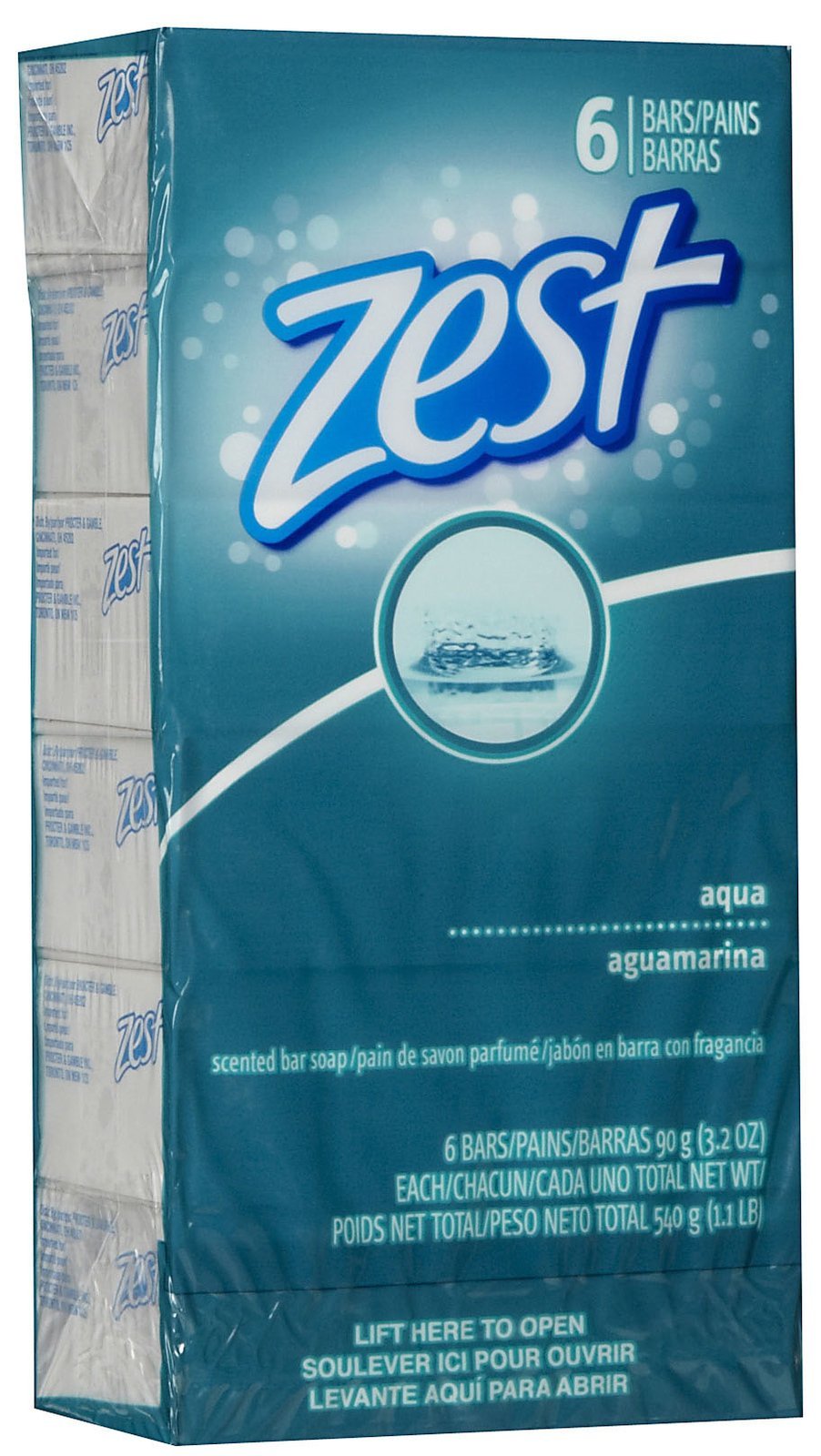 Zest Complete Bath Bar, Aqua Pure, 3.2 Ounces - Pack Of 6, Refreshing Clean For All Skin