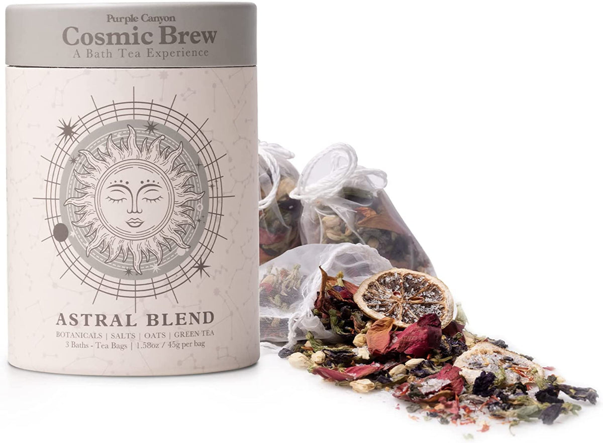 Astral Blend Bath Tea By Purple Canyon | 3 Soaks With Sage, Rose & Lemongrass For Stress Relief