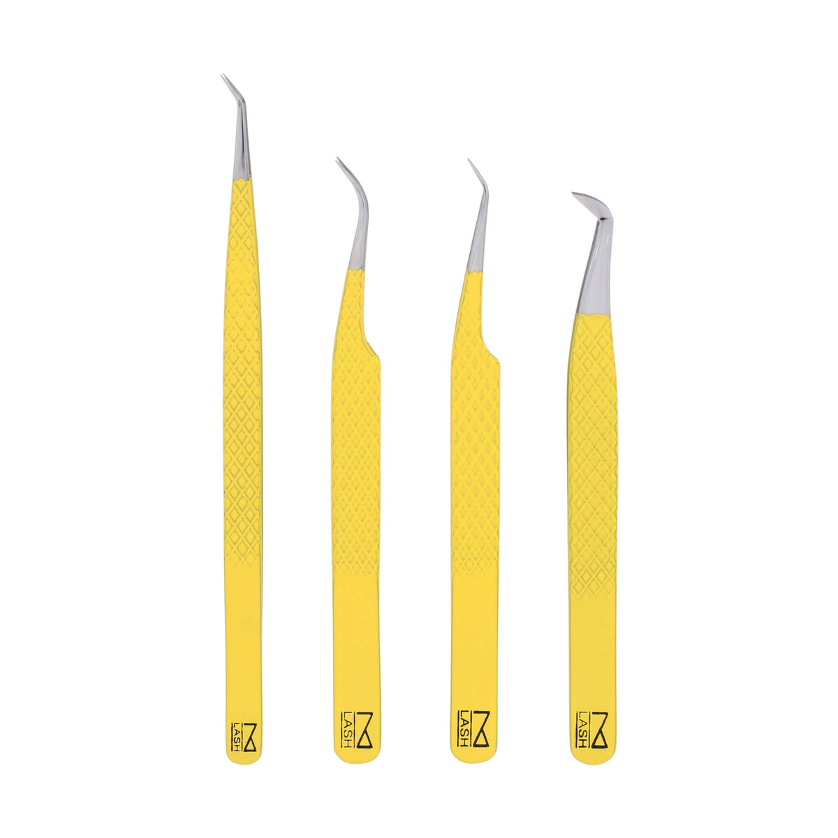 M LASH Premium Japanese Stainless Steel Eyelash Extension Tweezers Set - Yellow