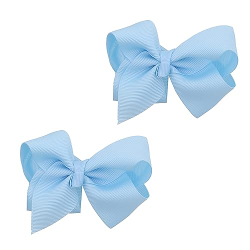 Motique Accessories 3 Inch Sky Blue Grosgrain Bow Set of 2 for Little Girls