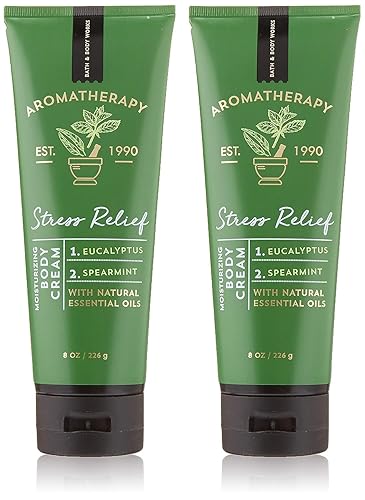 Bath & Body Works Eucalyptus & Spearmint Body Cream, 8 Ounce - Natural Essential Oils