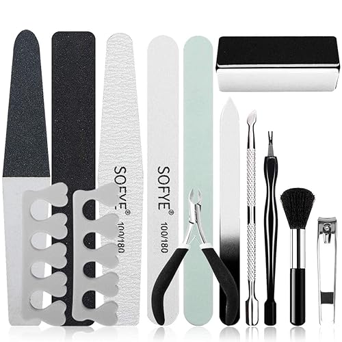 Sofye 15 In 1 Nail Files Set - Professional Manicure Pedicure Kit, Double Sided Emery Board, Washable