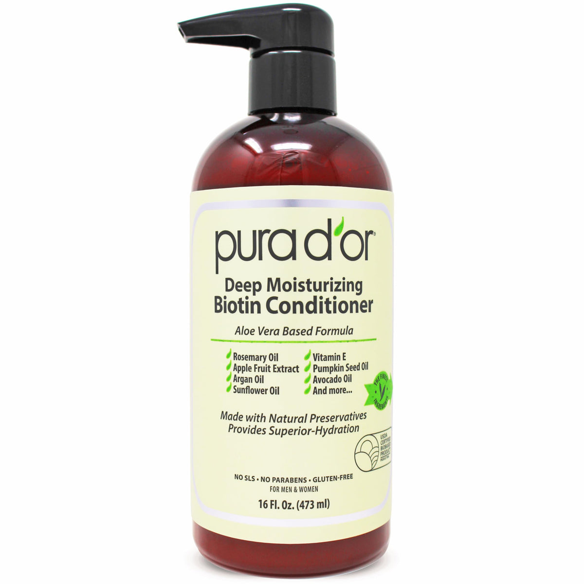 Pura D'Or Biotin Conditioner - Deep Moisturizing, Thickens & Softens Hair, 16Oz