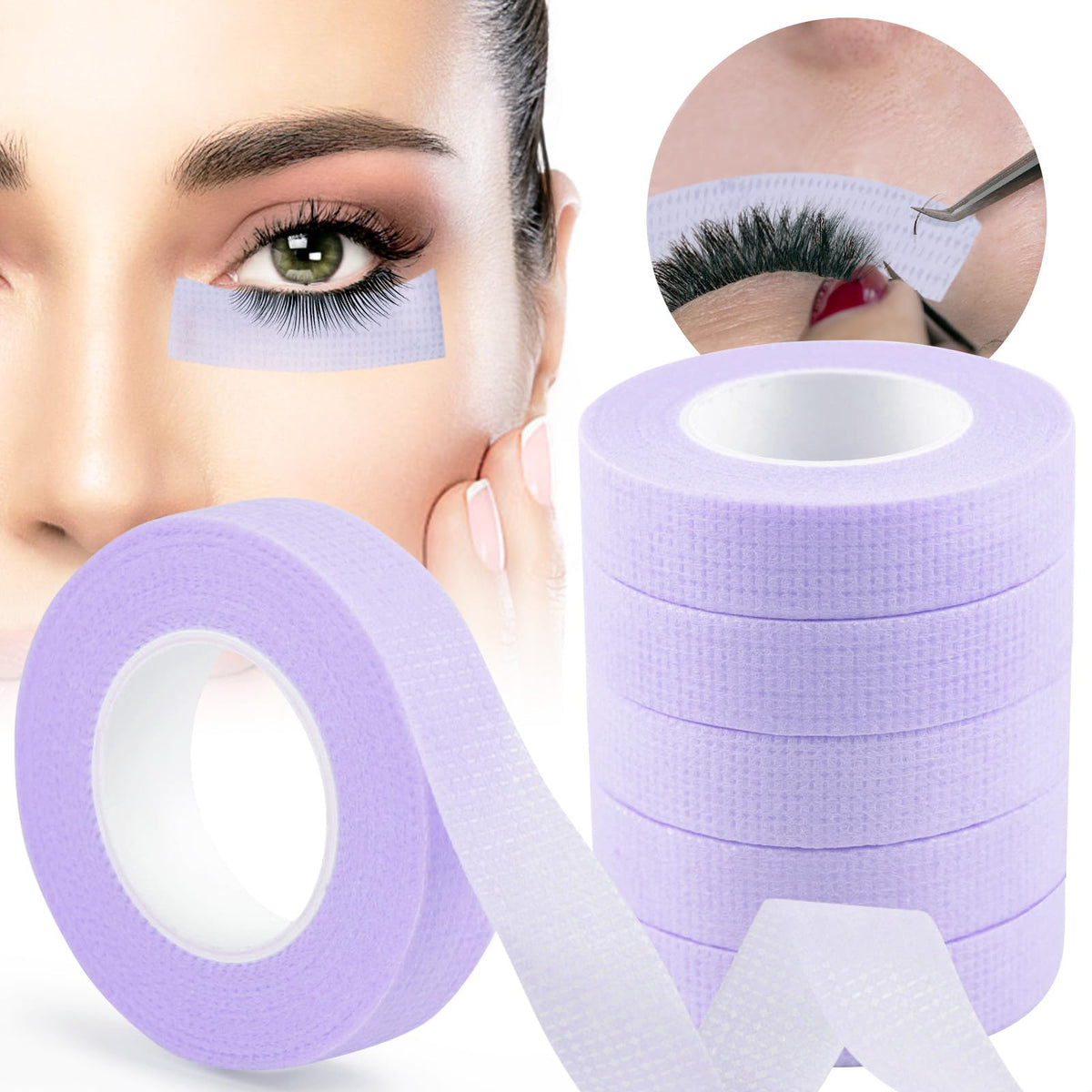 Ebanku 6 Rolls Purple Lash Extension Under Eye Tape - Breathable Micropore Adhesive For Lashes