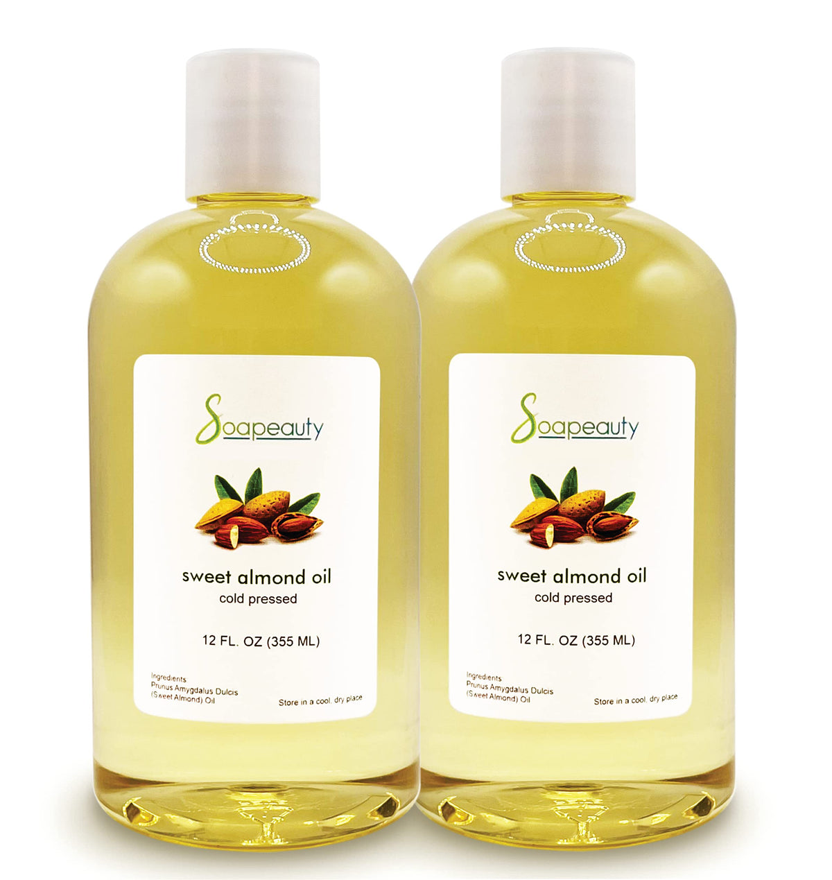 Soapeauty Sweet Almond Oil - 100% Pure Cold Pressed for Skin, Hair & Soap Making - 24 fl oz