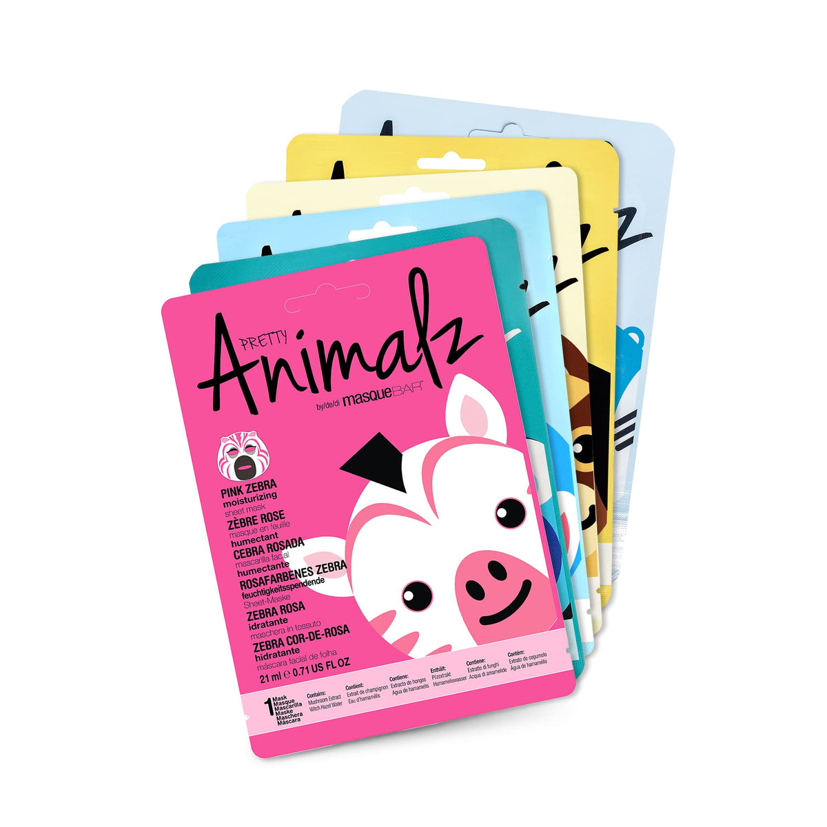 Masque Bar Animal Character Facial Sheet Masks, Hydrating & Nourishing, Pack Of 6