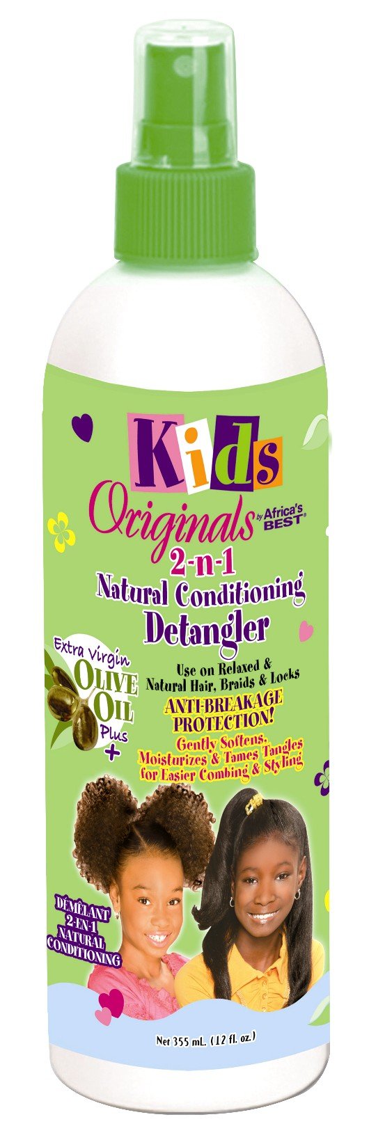 Africa'S Best Kids Original 2-In-1 Detangler, 12 Ounce Pump, Green