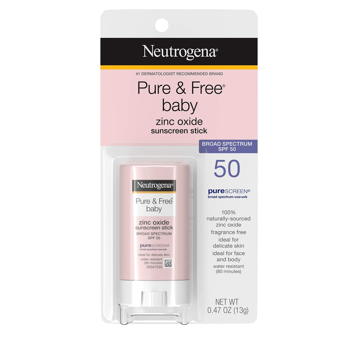 Neutrogena Baby Mineral Sunscreen Stick Spf 50, Water-Resistant, Hypoallergenic, 0.47 Oz