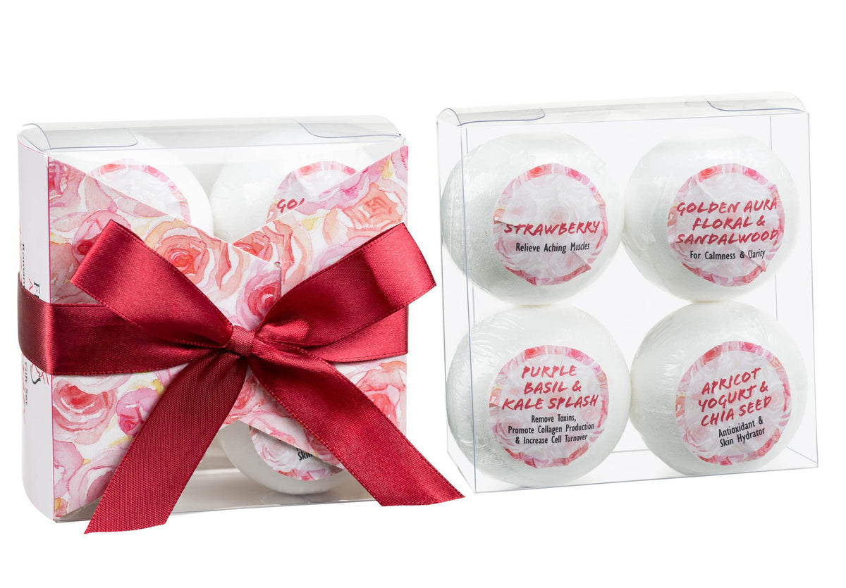 Freida And Joe Home Spa Bath Gift Basket - Bath Fizzies Set For Women, 4 Count, Valentines Gift