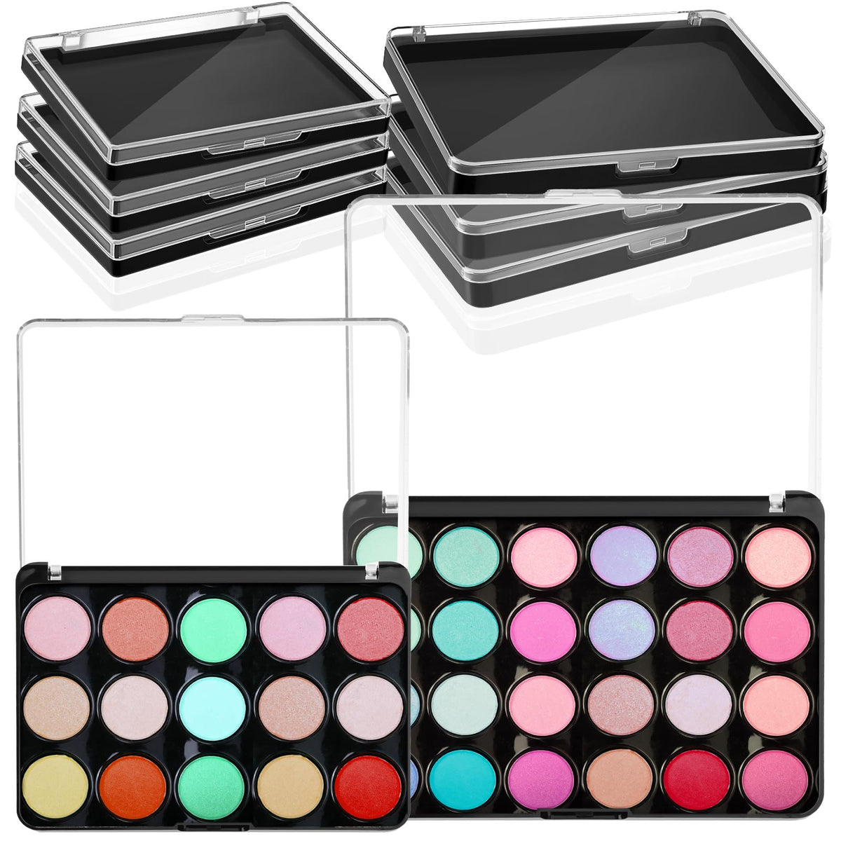 Ziliny 6 Pcs Magnetic Makeup Palette Set, Clear Top For Diy Eyeshadow, Blush & Lipstick Storage