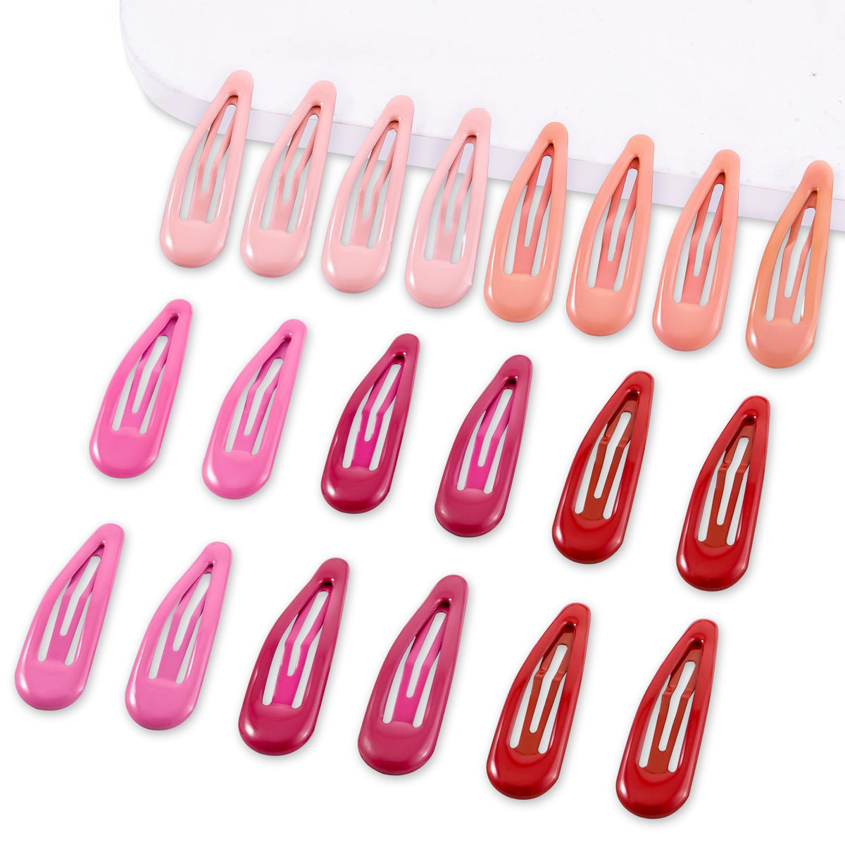 Cptots 20 Pcs Metal Snap Hair Clips, Water Drop Design, No Slip For Thick & Fine Hair, Red Gradient