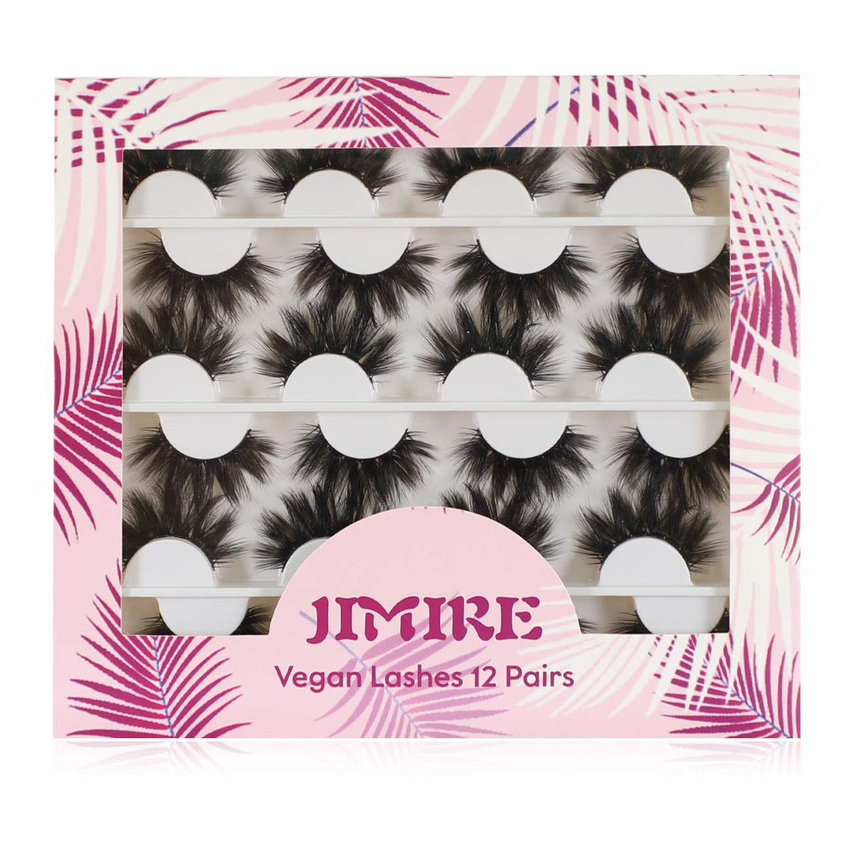 JIMIRE 12 Pairs Fluffy Faux Mink Eyelashes - High Volume Black Fake Lashes