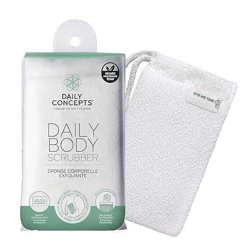 Daily Concepts Body Scrubber - Soy-Based, Organic Cotton Bath Sponge For Deep Cleansing & Exfoliation