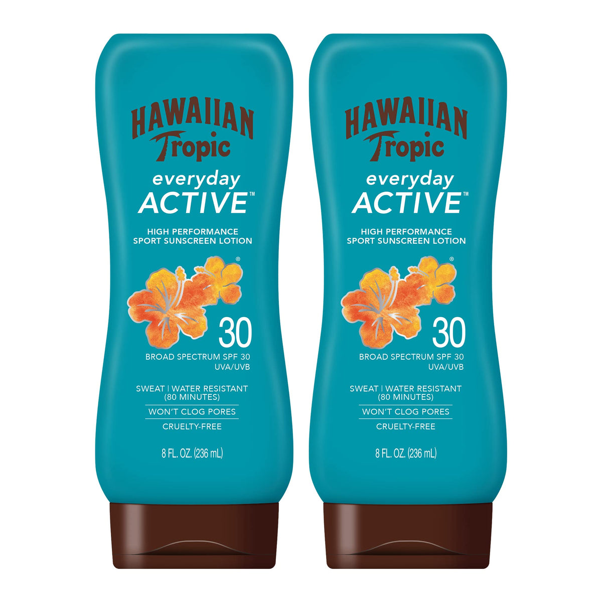 Hawaiian Tropic Spf 30 Sunscreen Lotion, 8Oz Twin Pack - Oxybenzone Free, Broad Spectrum Protection