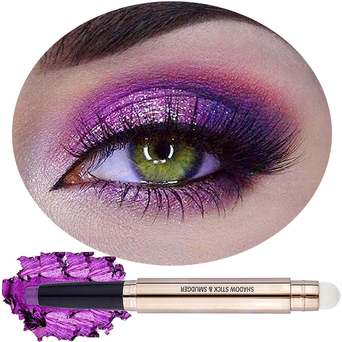 Daeuwiutr Purple Shimmer Eyeshadow Stick - Waterproof, Long Lasting Cream Glitter Pencil