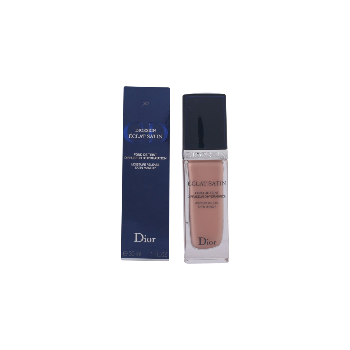 Dior Diorskin Eclat Satin Foundation 1oz, No. 302 Rosy Beige - Flawless Finish Makeup