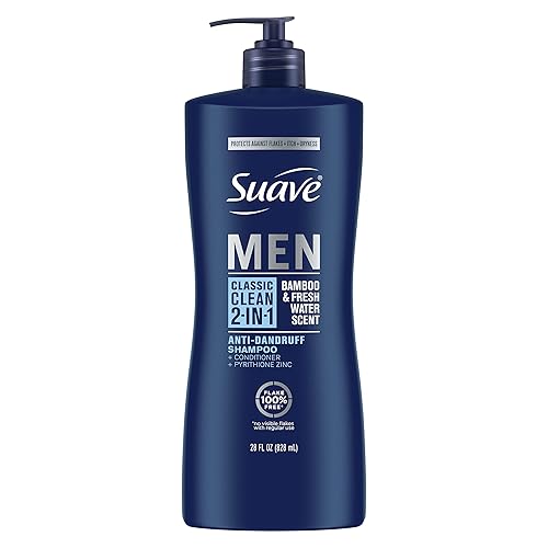 Suave Men 2-In-1 Anti-Dandruff Shampoo & Conditioner, Classic Clean, 28 Fl Oz