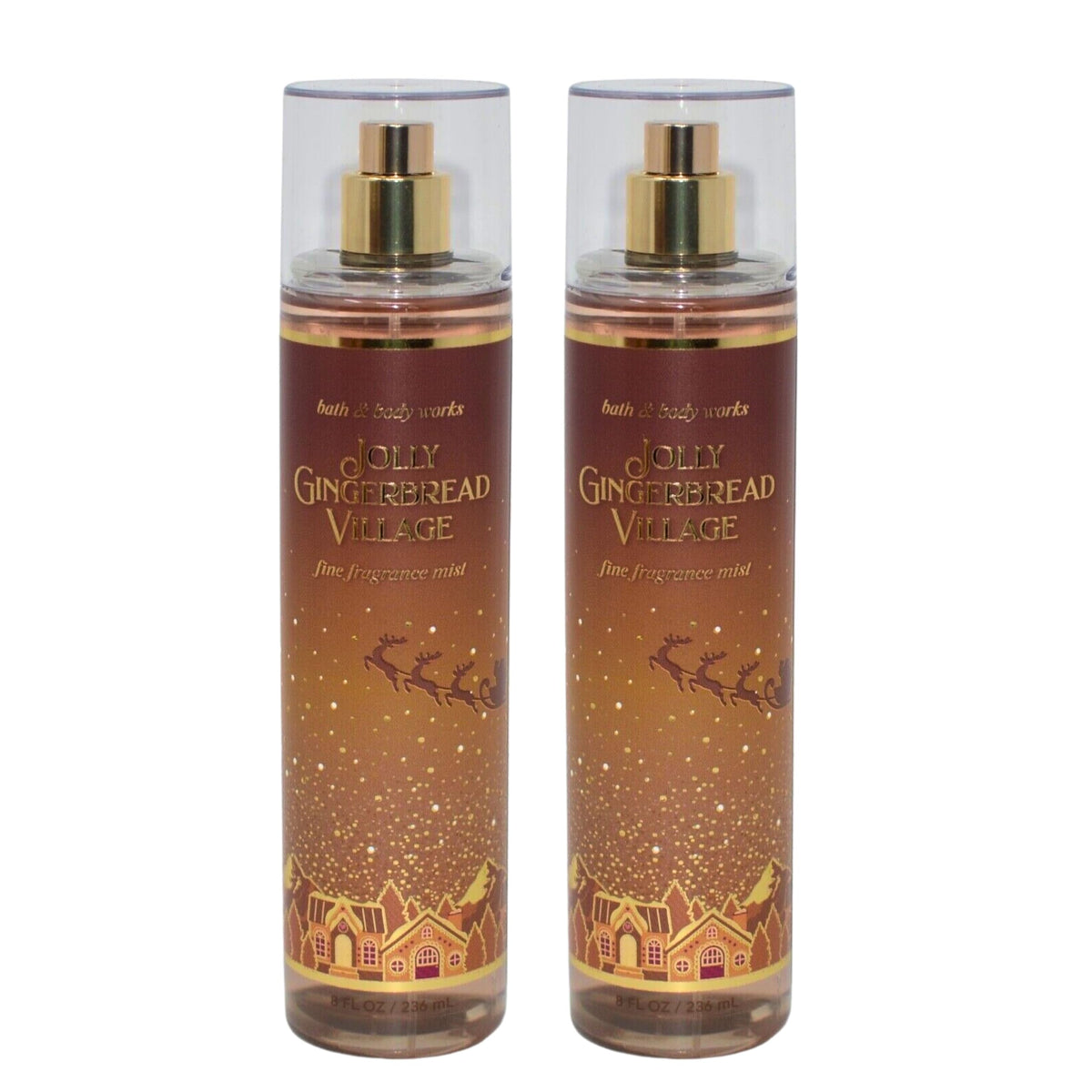 Bath & Body Works Jolly Gingerbread Village Fine Fragrance Mists Set Of 2, 8Oz Each