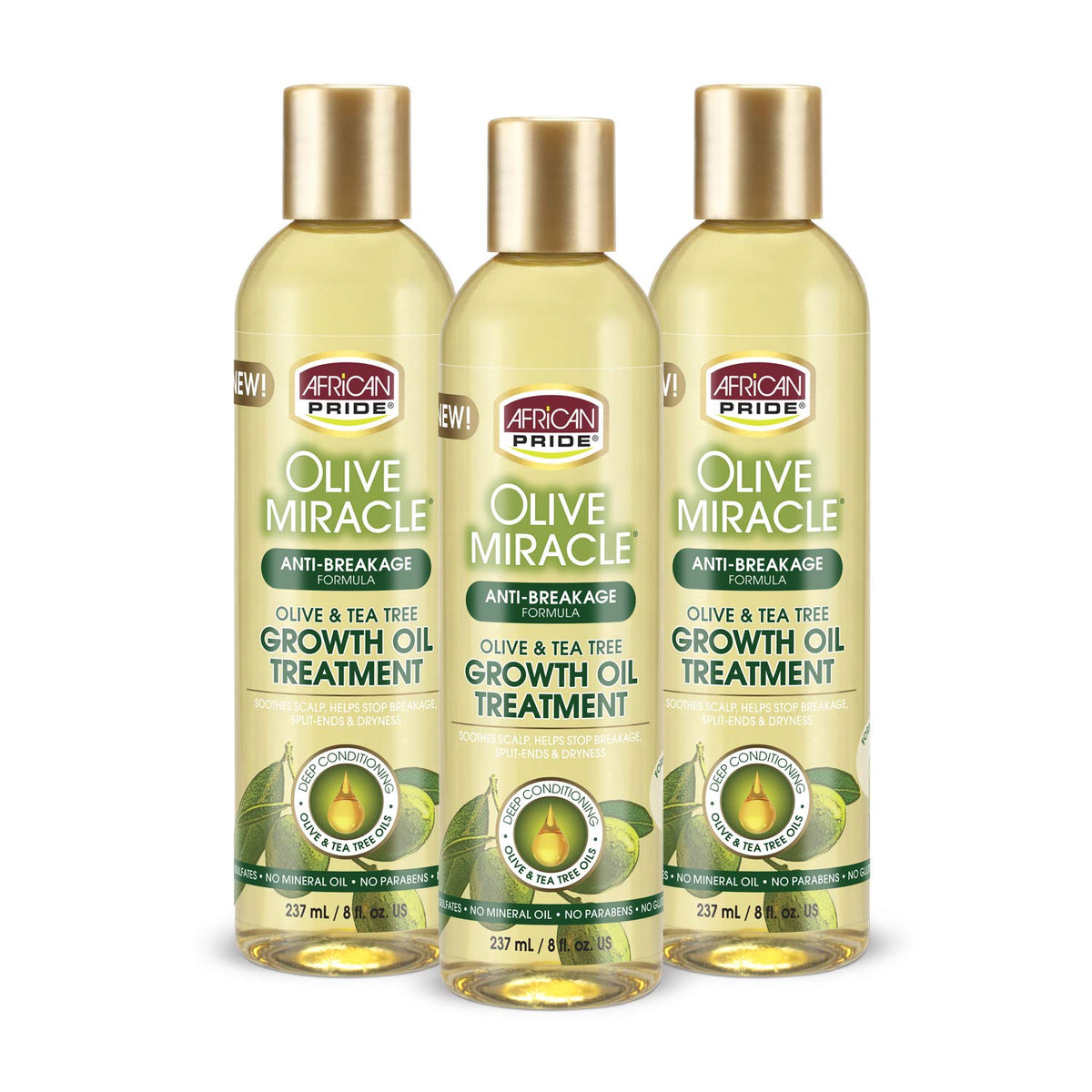 African Pride Olive Miracle Growth Oil - 8 Oz, Pack Of 3 - Nourishing Hair Treatment