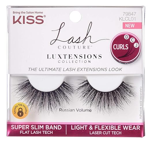 Kiss Lash Couture Luxtensions Russian Volume Lashes - Black, Human Hair, Pack Of 3