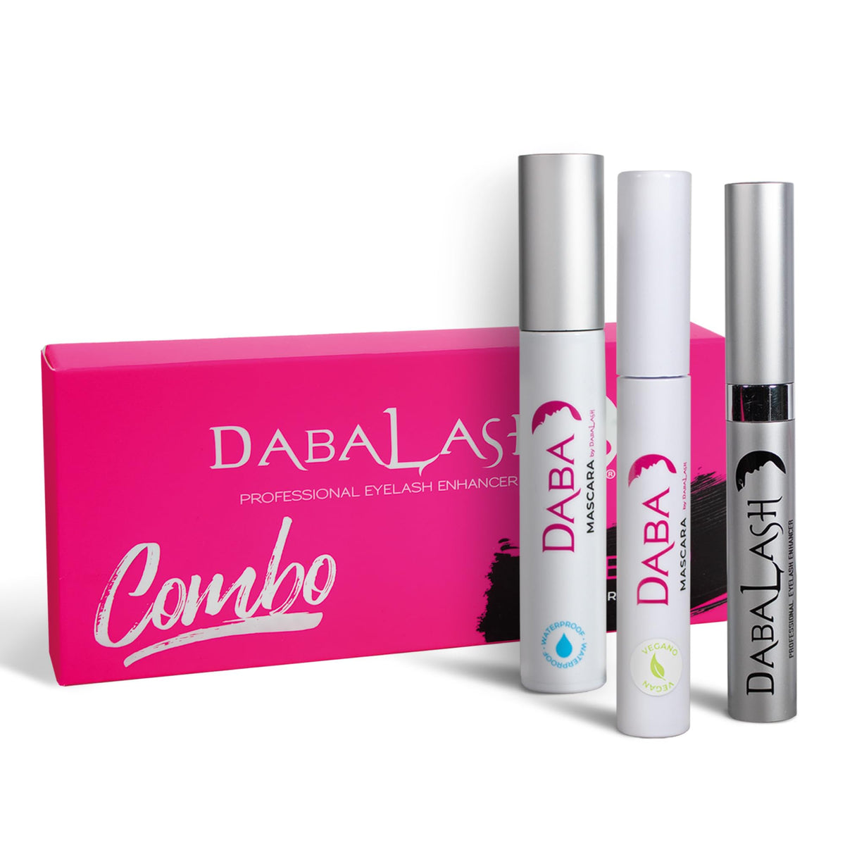 Dabalash Trio Combo: Eyelash & Brow Strengthener, Waterproof & Vegan Mascaras, 0.18-0.45