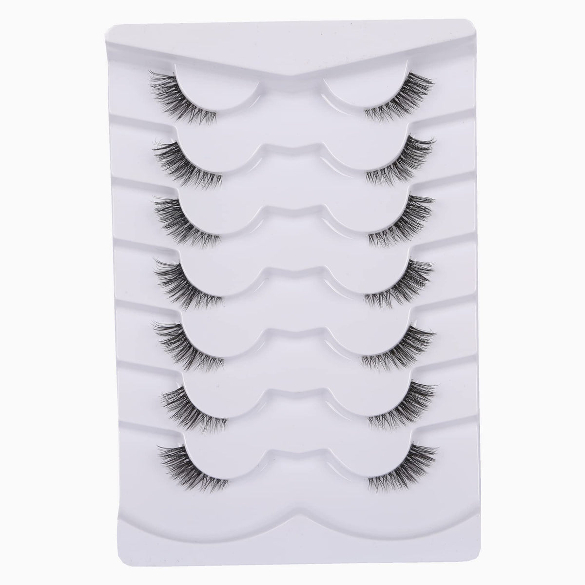 Gmagictobo 3D Faux Mink Half Lashes, Short Wispy Cat Eye, 7 Pairs Multipack, Black