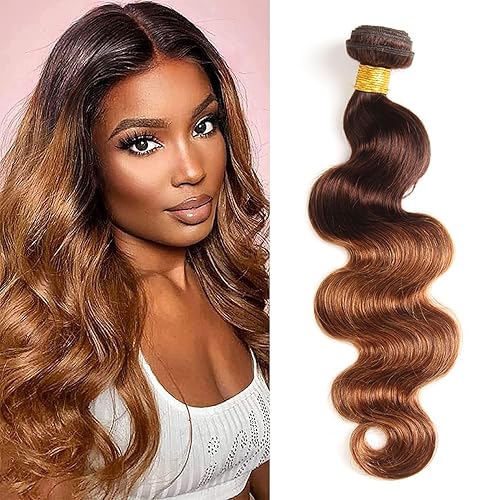 FASHION VILA Body Wave Bundles 26 Inch Brazilian Virgin Human Hair Ombre T4/30 Extensions