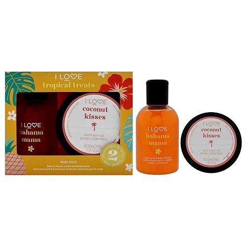 I Love Miniature Tropical Treat Box - 2 Pc Bath & Shower Crème, Body Butter For Unisex