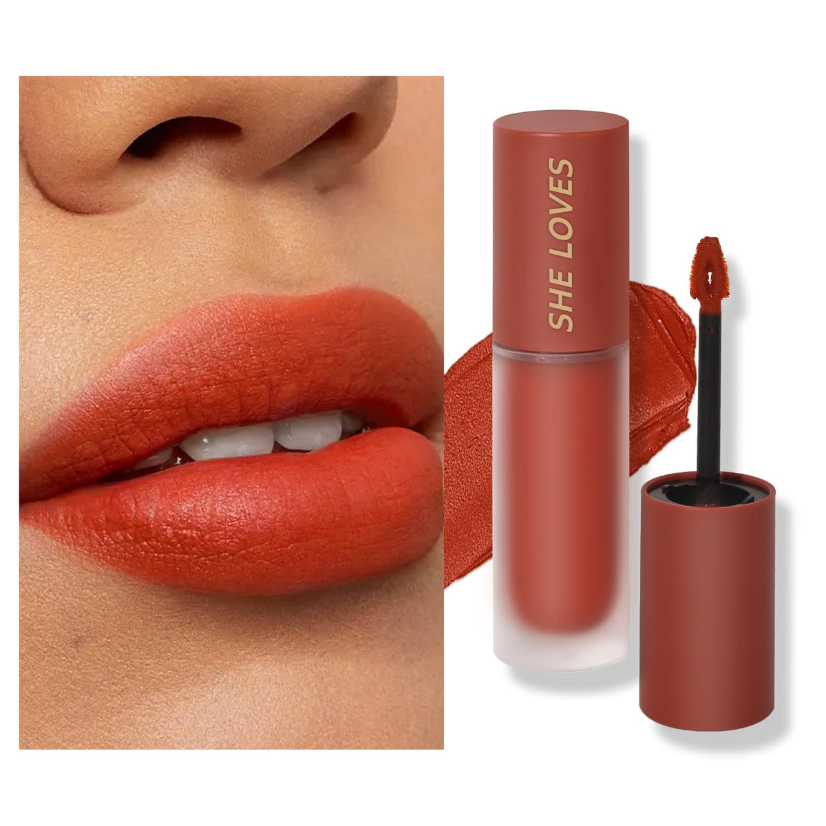 Easilydays Matte Lipstick #02 Cinnabar - Waterproof, Long Lasting, High Pigment Velvet Lip Mud