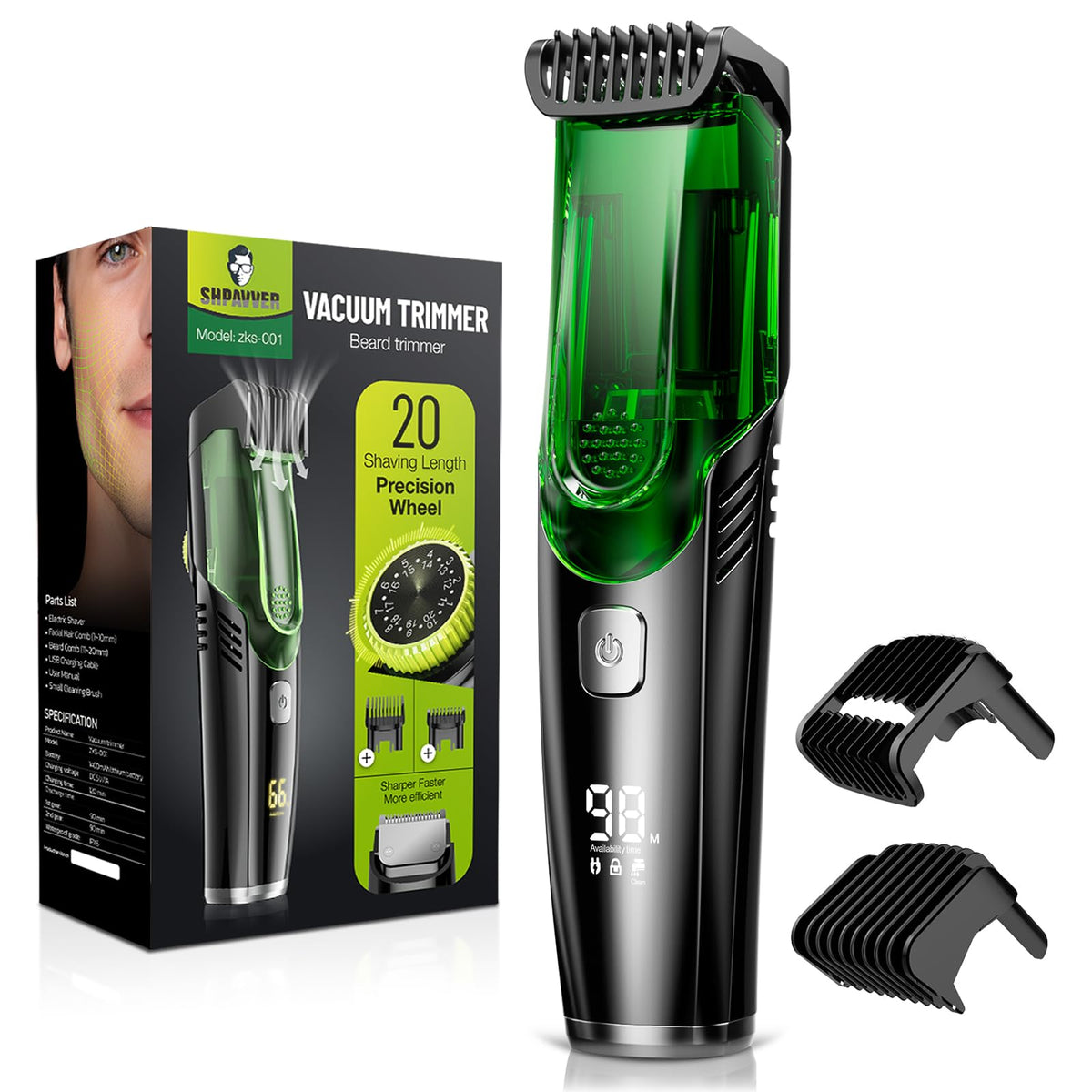 Shpavver Waterproof Beard Trimmer For Men - Rechargeable Mustache Trimmer With Adjustable Comb 1-20Mm