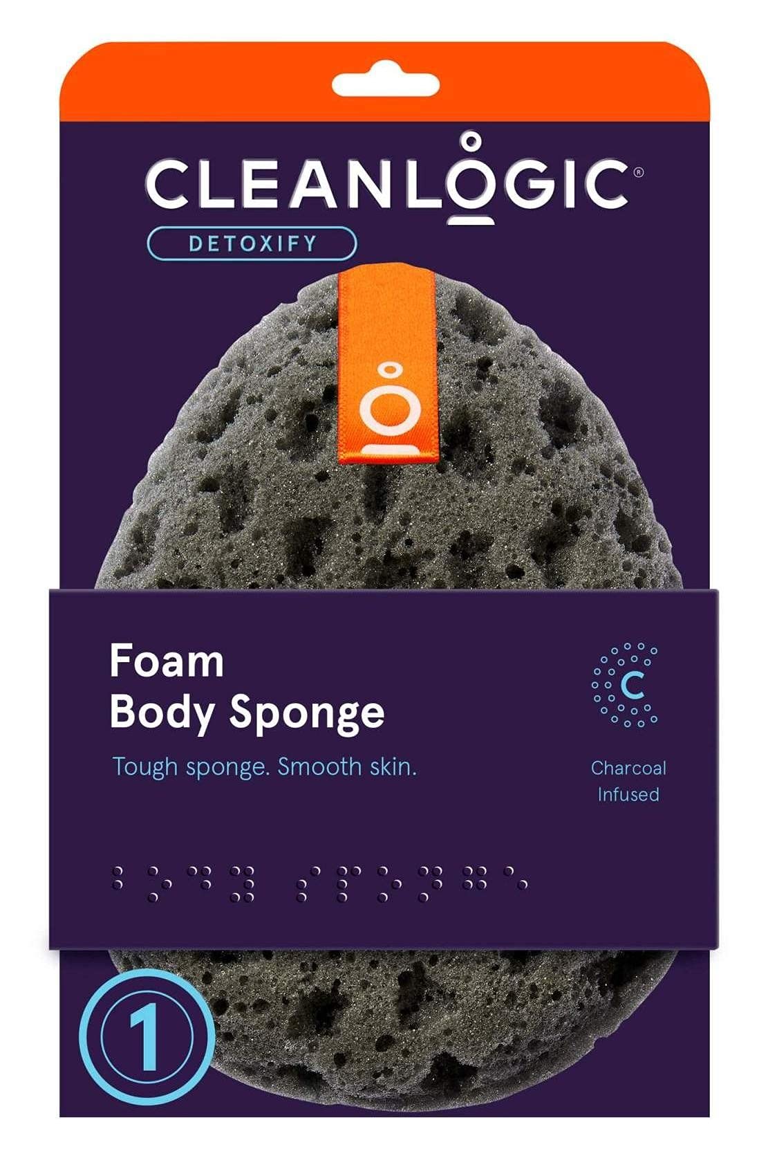 Clean Logic Charcoal Infused Sea Foam Body Sponge - 3 Count, Grey, Charcoal Foam