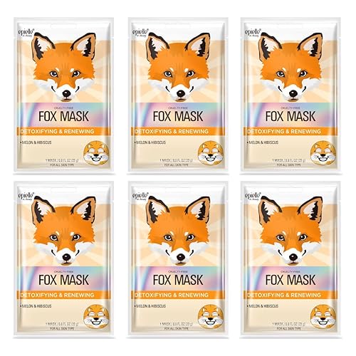 Epielle Character Sheet Masks - Fox 6Pk | Fun Animal Spa Masks For Kids & Parties