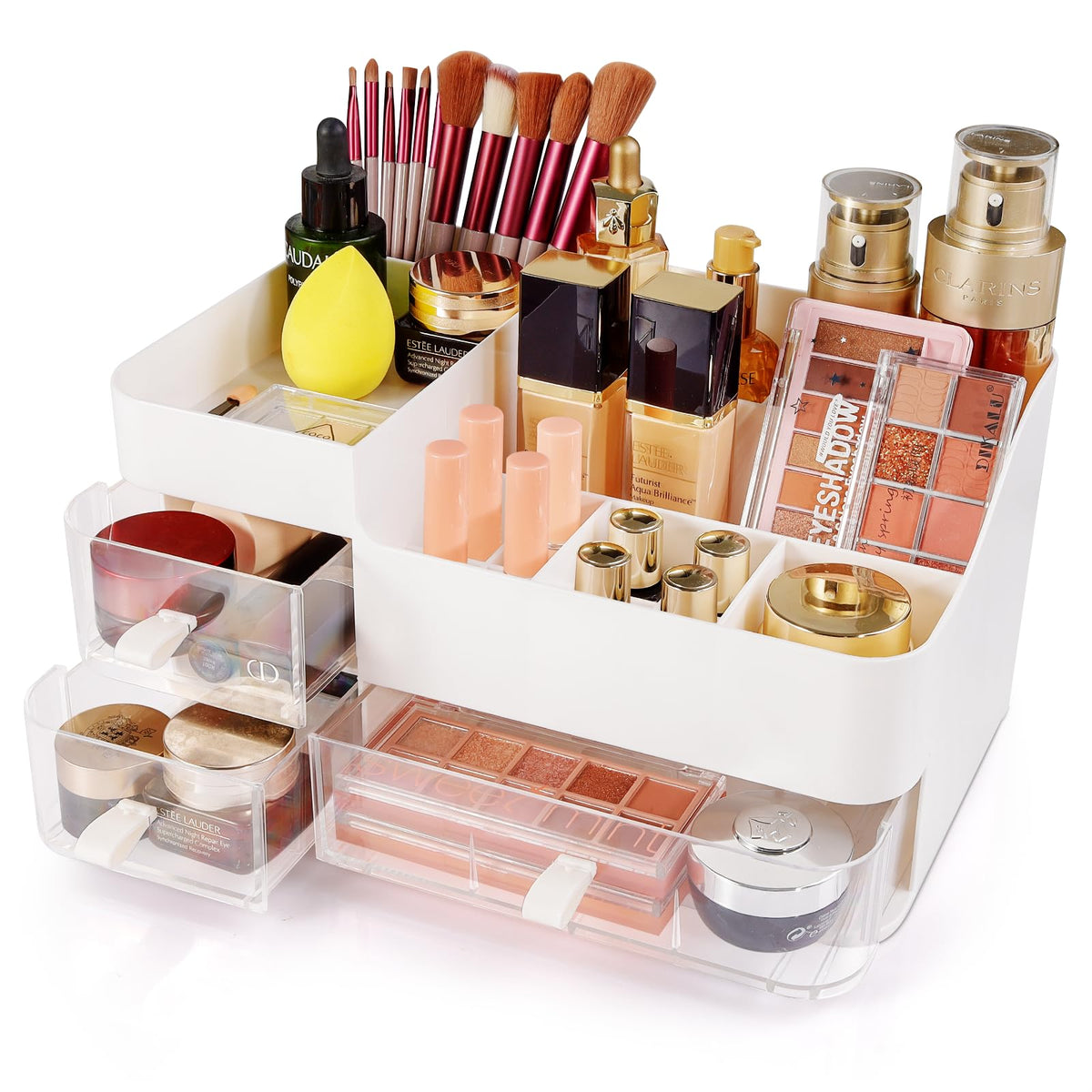 Decorcode Large Clear Acrylic Makeup Organizer With 3 Drawers For Cosmetics And Beauty Supplies