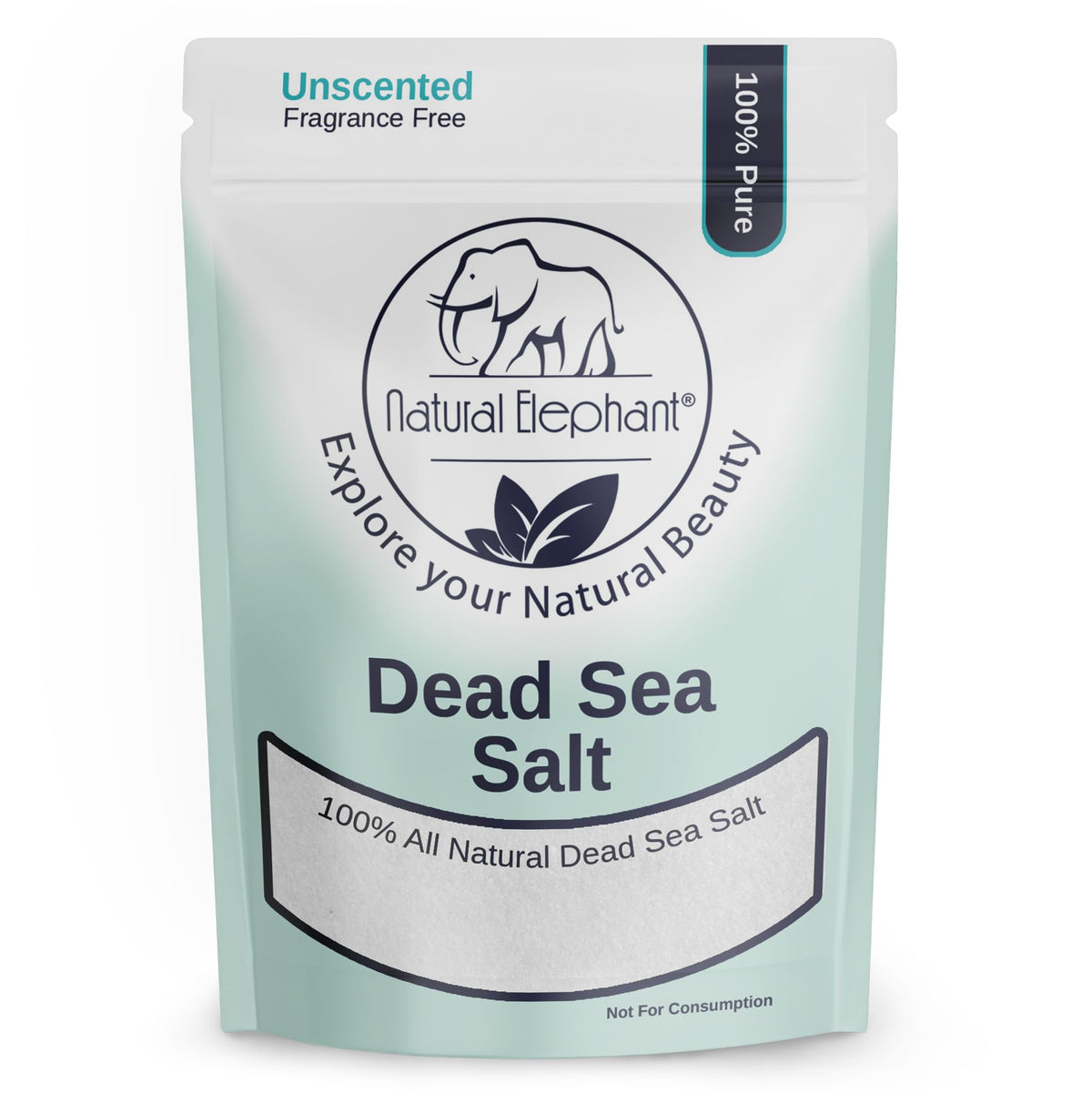 Natural Elephant Dead Sea Bath Salt, 1 Lb Fine Grain, 100% Pure For Relaxing Baths