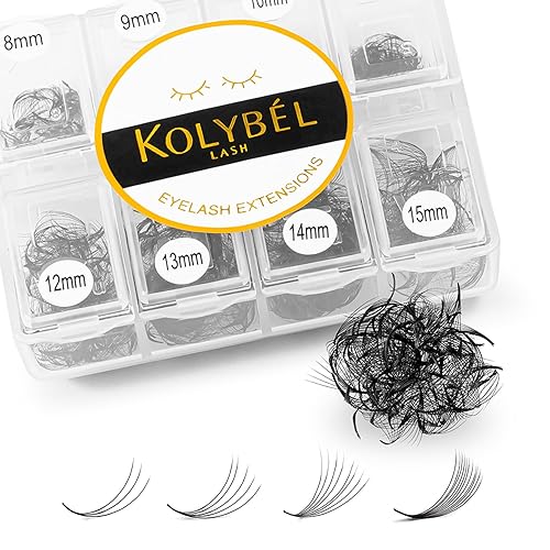 Kolybel Premade Fans Eyelash Extensions 600 Fans 16D 0.03mm C Curl 8-15mm