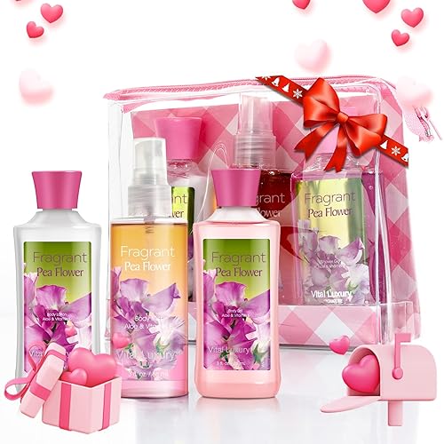 Vital Luxury Pea Flower Bath & Body Care Travel Set - Lotion, Shower Gel & Mist Gifts For Her/Him