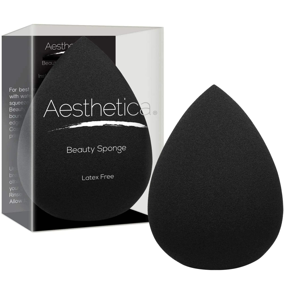 Aesthetica Beauty Sponge Blender - Latex Free Vegan Makeup Sponge For All Applications, Black