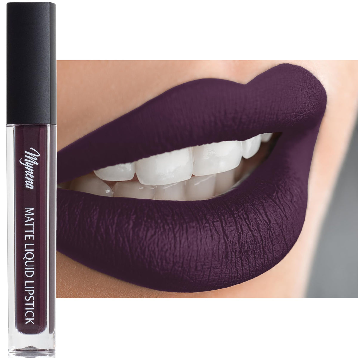 Mynena Matte Liquid Lipstick - Deep Eggplant, Smudge-Proof, Waterproof, Vegan, 1 Fl Oz