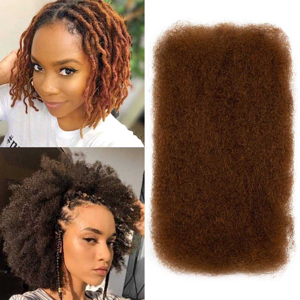 FASHION IDOL Afro Kinky Bulk Human Hair for Dreadlocks - 16&quot; Light Auburn, 100% Human Hair