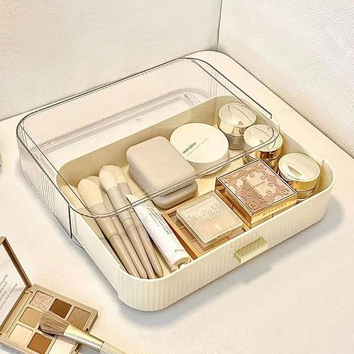 Miuopur Stackable Makeup Organizer Drawer - Cream Vanity Storage For Cosmetics & Skincare