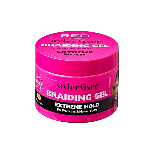 Red by Kiss Extreme Hold Braiding Gel for Box Braids & Cornrows, 6 oz - Hydrating, Long-Lasting