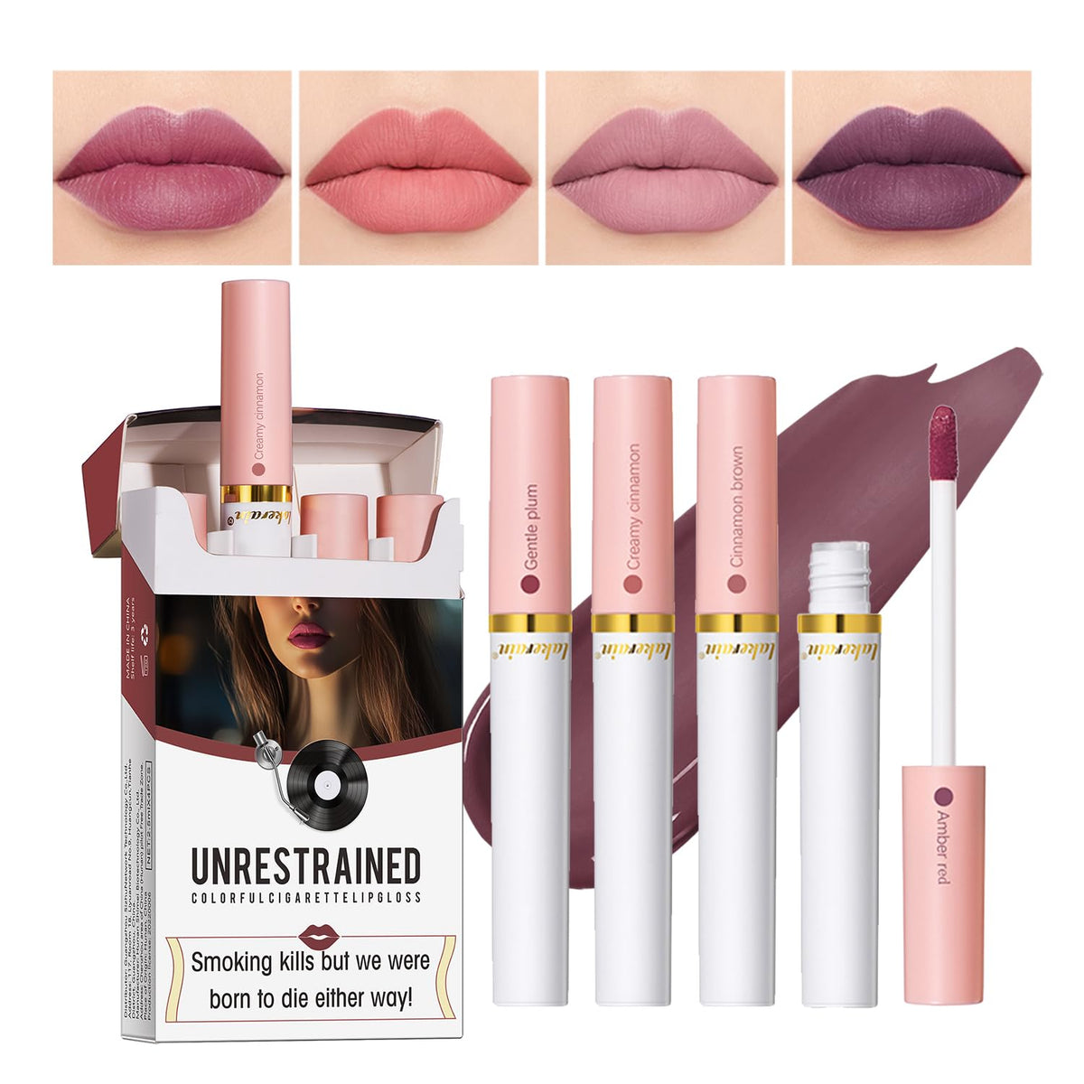 Ladyfox Matte Liquid Lipstick Set - 4 Waterproof Velvet Shades, Long Lasting 24 Hours