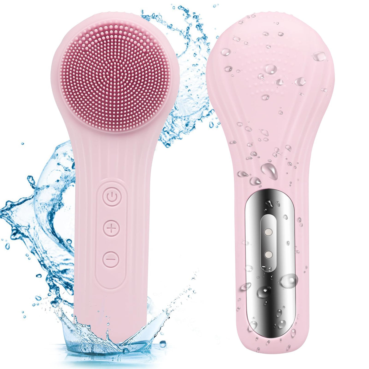 Feoflen Pink Silicone Face Scrubber - Waterproof Rechargeable Exfoliator & Massage Brush